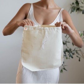 Organic Cotton EZ-2-Squeeze Nut Milk Bags - 2pk -14" x14" Reusable All Purpose Food Strainer Bag- Light Strong Muslin Mesh Cheesecloth