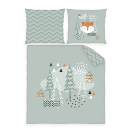 Herding Babybest Nordic Forest Cot Bed Linen, Pillowcase 35 x 40 cm, Duvet Cover 80 x 80 cm, with Envelope Closure, 100% Cotton