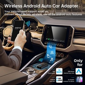 AUCOMM Wireless Android Auto Car Adapter Converts Wired AA 2016+ to Wireless, Plug and Play, 5.8GHz, 60FPS