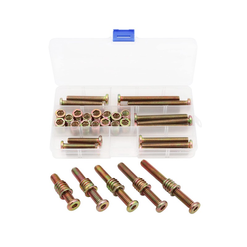 LBY 15 Sets Threaded Insert Nuts and Bolt Assortment Kit,