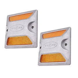 HANABASS 2Pcs Road Reflectors Aluminum Commercial Driveway Reflectors Ground Markers for Pavement and Parking Areas Night Visibility Outdoor Safety