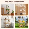 BAMHIGHS 3-Tier Bamboo Folding Shelf, Multi-Purpose Storage Rack for Shoes,