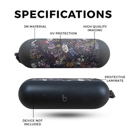 Carbon Fiber Speaker Skin Compatible with Beats Pill (2024) - Midnight Blossom - Premium 3M Vinyl Protective Wrap Decal Cover - Easy to Apply | Crafted in The USA by MightySkins