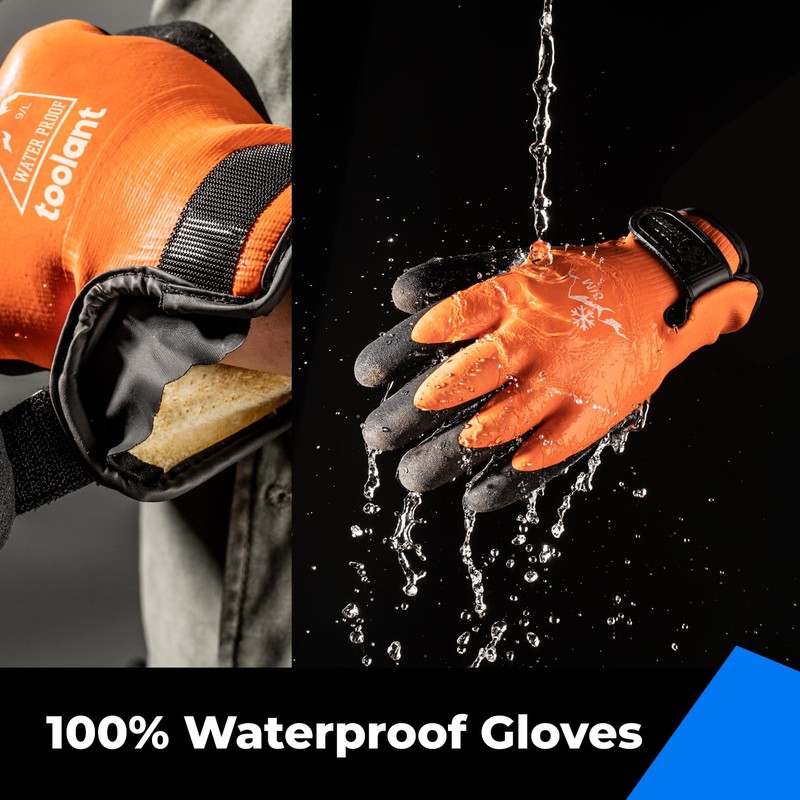 100% Waterproof Work Gloves for Men and Women, 3 Pairs,