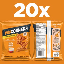 PopCorners Popped Corn Snacks, Spicy Queso, 1 Ounce Bags (Pack of 20) Packaging May Vary