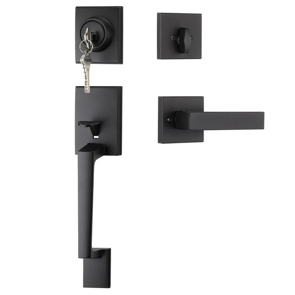 Haidms Haidms Black Front Door Handle and Deadbolt Set, Entry