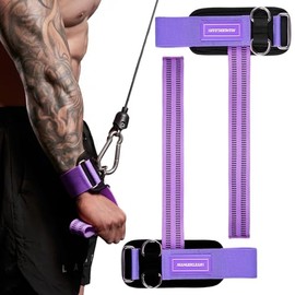 MANUEKLEAR - Correas de muñeca antideslizantes para levantamiento de pesas, correas de levantamiento de pesas con anillos en D para entrenamiento a máquina de cables, muñequeras acolchadas de neopreno