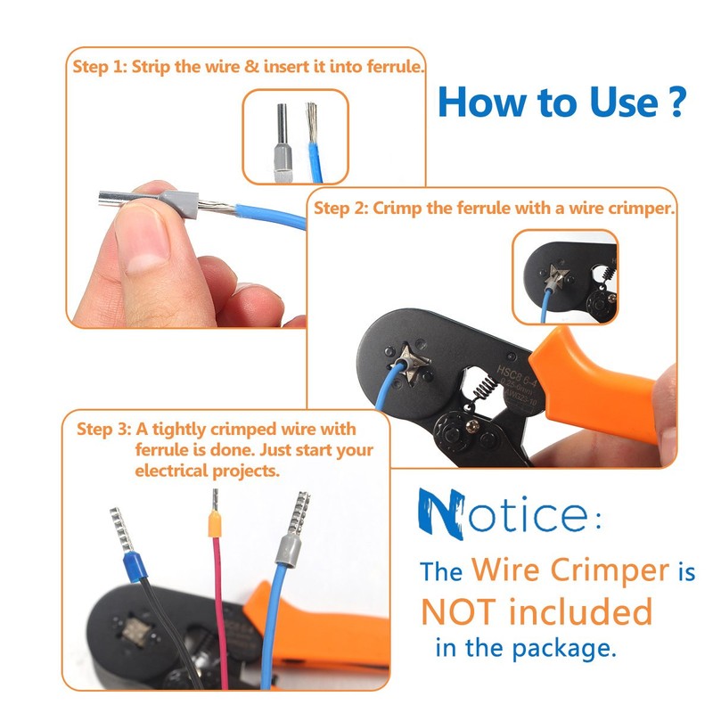 800PCS Wire Ferrules, Sopoby Insulated Ferrule Crimp Pin Terminal Kit