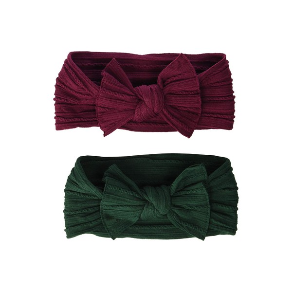 Baby Bling Baby Girl's 2-Pack Cable Knot (Infant/Toddler) Forest Green/Burgundy One Size