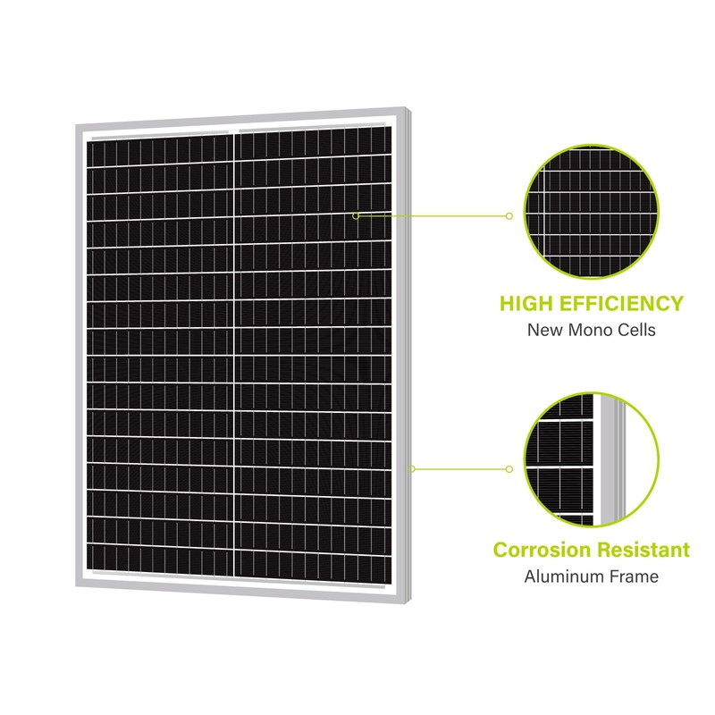 Newpowa 50W Mono Solar Panel 50 Watt Monocrystalline Module with