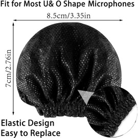 60 Pcs Disposable Microphone Covers Non-Woven Handheld Microphone Windscreen Protective Cap with Elastic Band for KTV, Karaoke, Recording Studio, Stage Performance, News Interview