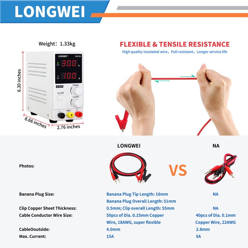 LONGWEI DC Power Supply Variable,0-30 V / 0-10 A LW-K3010D