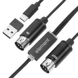 USB/Type-C to MIDI Interface MIDI Cable Adapter with Input & Output Connecting with Keyboard/Synthesizer for Editing & Recording Track Work with Windows/Mac OS/Android for Studio Type-C/USB MIDI Cable