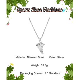 GAUEIOUR Sports Shoe Necklace,Cool Hip-Hop Couple Titanium Steel Necklace, Punk Sneaker Pendant Necklace, Unisex Version, Hip-Hop Punk Jewelry Gift (Silver)