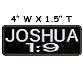 Joshua 1:9 Bible Verse White Text Embroidered Patch Iron-On/Sew-On Religious Scripture Jesus Christ Christian Bikers Badge Emblem Name Tag Gift Applique for Vest Jacket Jeans Bag Backpack Clothing