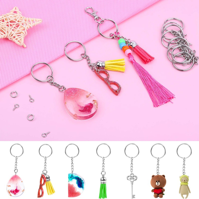Audab 360Pcs Keychain Bulk, 120Pcs Keychain Rings with Chain and