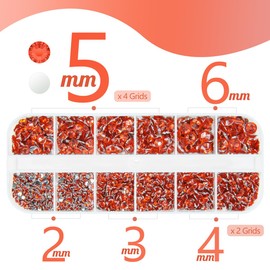 qiipii Light Red Crystal Resin Rhinestones w B7000 Jewelry Glue for Bedazzling Crafting 2mm-6mm Flatback Stones Diamonds Crystals Gems for Nails Face Eye Makeup Tumblers Bottles Crafts Clothes Shoes