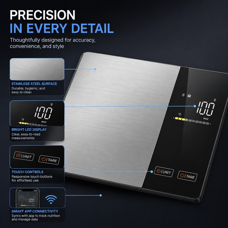 Smart Nutrition Food Scale for Meal Prep – 11LB Stainless