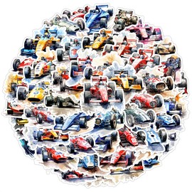 50 Pcs F1 Racing Stickers for Phone,Guitar,Laptop,Water Bottles,Skateboard,Luggage,Watercolor Nordic Style Stickers Waterproof Vinyl,Graffiti Decorate for Teens Girls Boys Child Motivate Gift