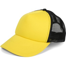 stylebreaker 04023007 5 Panel Mesh Trucker Baseball Cap Adjustable Unisex - yellow / black