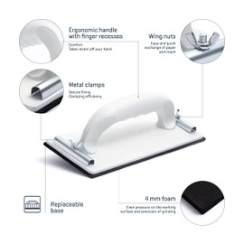 COMENSAL® Hand Sander Set 230 x 80 mm - Plaster Set - Professional Hand Sander - Plaster Tool - with Metal Clamping Handle and Sanding Mesh Lines - Made in EU