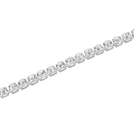 WedDecor 1.10 Yards/1 Metre Women Clear Rhinestone Trim Lace Close Chain, 4.25mm Crystal Diamante Sparkling Diamond Chain for Jewelry Making, DIY Craft, Sewing, Wedding, Fashion, Dress, Silver, 1 Row
