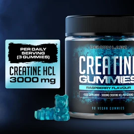 DEMON LABZ Creatine Gummies - 3000mg Per Serving, Raspberry Flavour - Creatine HCl, 90 Vegan Gummies - 30 Servings (Creatine Gummies)