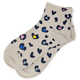 styleBREAKER Women's Socks with Leo Pattern, Soft Cotton Mix, Ankle Length Trainer Socks with Elastic Cuffs, Size 39-42, light brown, 39 - 42