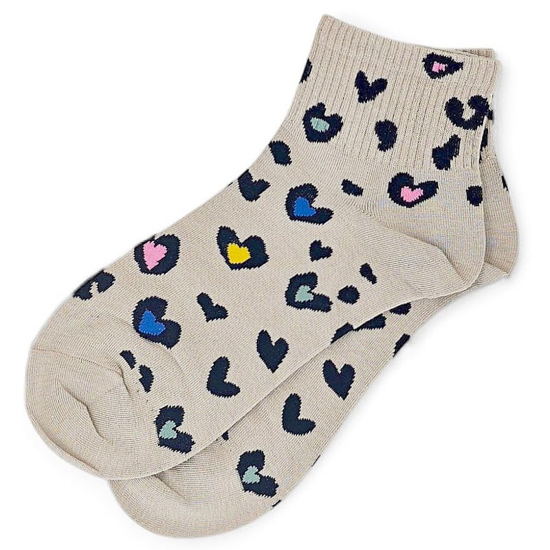 styleBREAKER Women's Socks with Leo Pattern, Soft Cotton Mix, Ankle