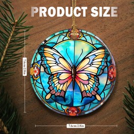 Touber Butterfly Ornament, Christmas Ornament, Christmas Decoration, Holiday Present Idea, Heirloom Keepsake, Round Ceramic, Gift Exchange, Bauble Present, Gift Idea, Butterfly