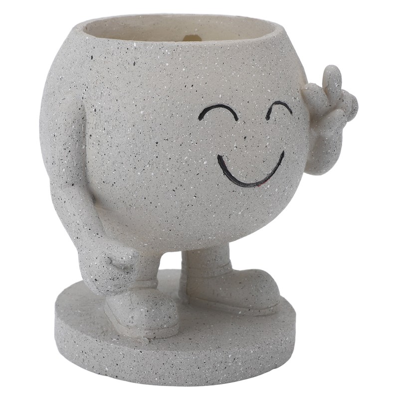 Flower Pot Cute Smile Standing Succulent Flowerpot Fadeless Resin Plant