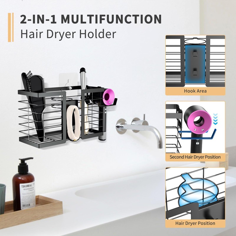 FUNKYLEE Hair Tool Organizer - Hair Dryer Holder, 3 in