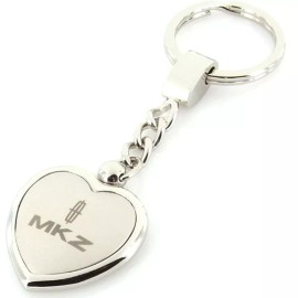 Lincoln MKZ Satin Two Tone Heart Shape Key chain (Chrome)