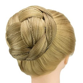 IMISSU Large Size Dancer Braided Chignon Hair Cover Donut Hairpieces Scrunchie Hair Bun Wig Updo on Wedding Party (M2 Mix Copper)