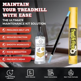 TreadLife Fitness Treadmill Maintenance Kit | 1 Year Supply of Treadmill Lubricant for Belt | 100% Silicone Lube | Extra Wide TruLube Applicator Wand | Directions Included