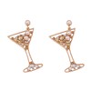 Champagne Wine Glass Pearl Beaded Drop Earrings - Sparkling Cubic