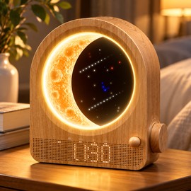Sunrise Alarm Clock for Bedroom – Dimmable Moon Night Light with Dual Alarms, Natural Sounds & Snooze for Bedside Use