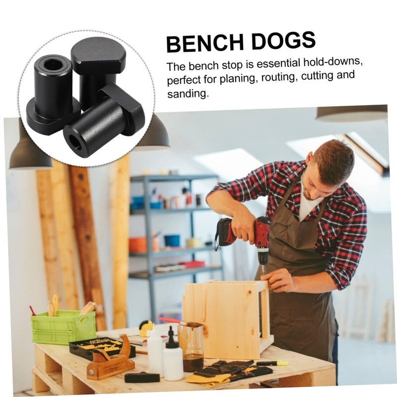 LALAFINA 3pcs Aluminum Alloy Bench Dog Clamp Workbench Short Stoppers