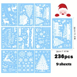 ZHOUHON Christmas Window Decoration, Reusable, Double-Sided, Christmas, Santa Claus, Snowman, Window Decoration, Perfect for Christmas Parties (B1)