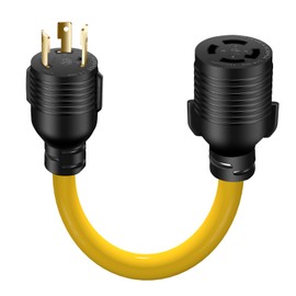 LAZMUMI 30 AMP Generator Transfer Switch Adapter Cord, Heavy Duty STW 10 Gauge NEMA L5-30P Male to L14-30R Female, 3 Prong to 4 Prong Generator Adapter Plug Twist Lock to House Inlet Box,1.5FT