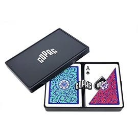 Copag 1546 Neoteric Design 100% Plastic Playing Cards, Poker Size Green/Red Double Deck Set (Regular Index)
