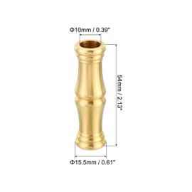 PATIKIL 15.5x54mm Solid Brass Lamp Neck, 2 Pack Threaded Turned Brass Spindle Slips Lamp Finial Pipe Coupling for Lamp Decoration