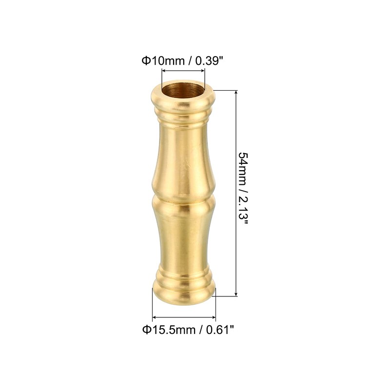 PATIKIL 15.5x54mm Solid Brass Lamp Neck, 2 Pack Threaded Turned