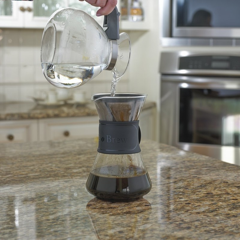 Cafe Brew PO108 BLACK 8 Cup Pour-Over Coffeemaker with Permanent