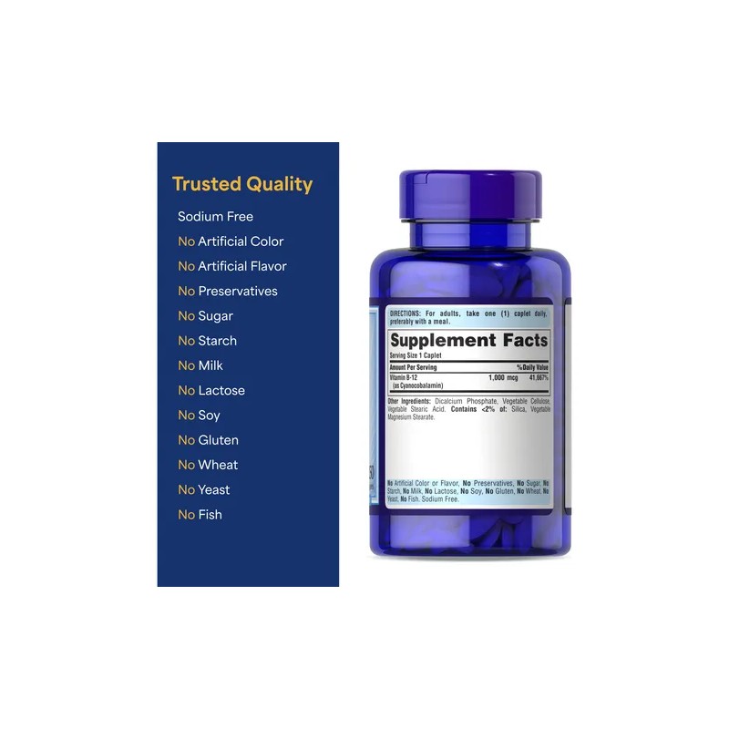 Puritan's Pride Vitamina B-12 1000mcg 250 Cápsulas Veganas