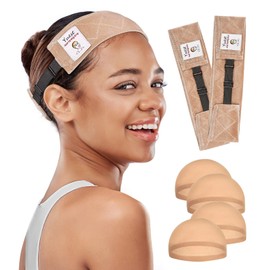 Yuest Grip Band - Lace Front Headband for Secure, Non-Slip Grip and Keeping Wigs in Place - Velvet No-Slip Gripper Accessory for Women, Beige, 2 Pack