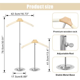 Eunika 2 Pack Adjustable T Shirt Display Flexible Shoulder Stand, Portable Metal Shirt Rack Display Stand Garment Coat Holder for Clothing Garment Coat Retail Vendor, Cloakroom,17-31.5 Inch,Beige