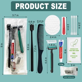 12 Sets Personal Hygiene Kit Bulk, Disposable Toothbrushes with Toothpaste, Comb, Shaving Razor, Towel, Cover, and Vanity Kit, Toiletry Kits Homeless Bulk Supplies for Women, Men, Travel, Homeless