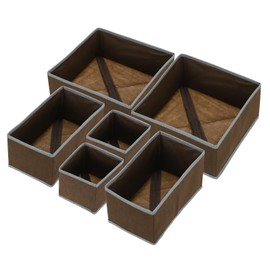 uxcell 1 Set Foldable Cloth Storage Box, 6 Slots Fabric Socks Underwear Drawer Dividers Organizers Baskets Bins for Clothes Socks Scarves Ties, Coffee