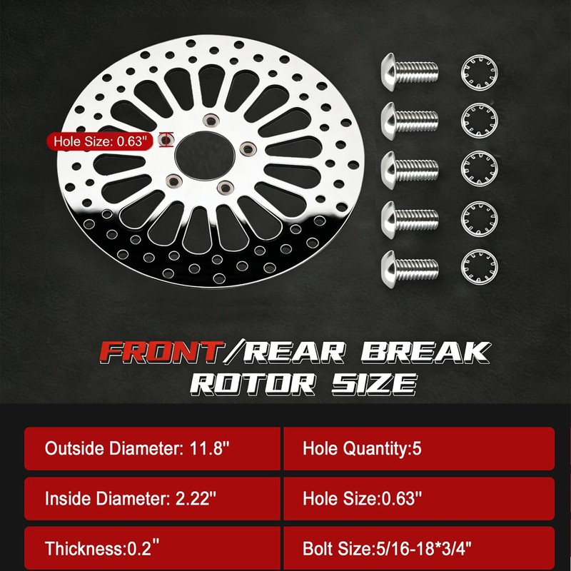 2 * 11.8''Harley front rotors Compatible with Harley Electra Glide/Road